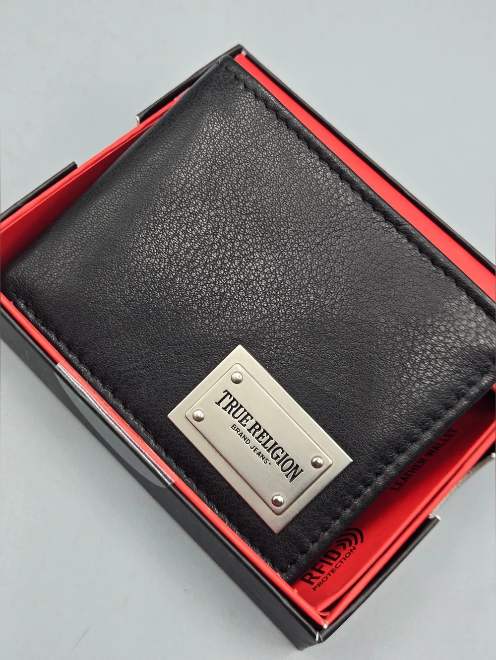 True Religion Men's Black Leather RFID Wallet